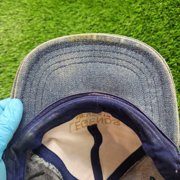 VTG 90s Levi's "Legends Never Die" Embroidered Faded Denim Dad Hat Baseball Cap - Picture 6 of 12